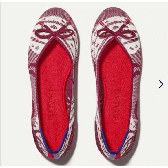 Rothy’s The Botanical Burgundy Bow Retired Flat Size W10.5 NWOT - Picture 1 of 10